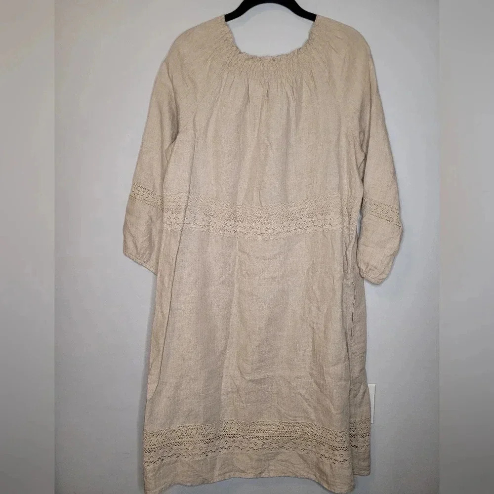 J. Jill Cream Boho Peasant Midi Dress - Picture 3 of 8